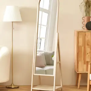 فيريتي مرآة أرضية من الخشب الطبيعي