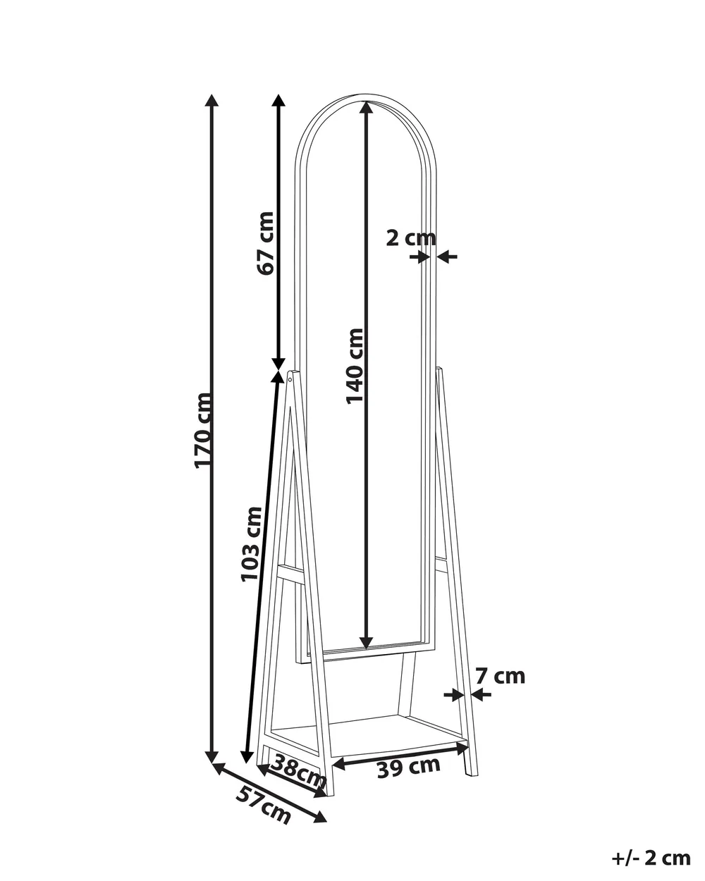 فيريتي مرآة أرضية من الخشب الطبيعي - الصورة 3