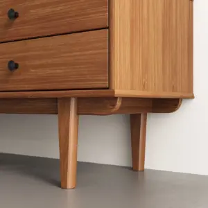 ⁦Caria natural wood TV table with rattan details and drawers⁩ - الصورة ⁦5⁩