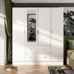 kalami Natural wood wardrobe with mirror