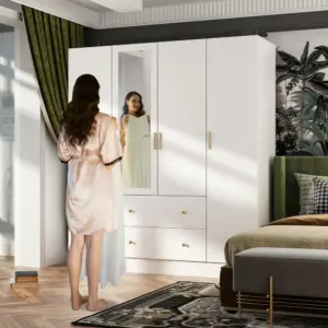 ⁦kalami Natural wood wardrobe with mirror⁩ - الصورة ⁦3⁩