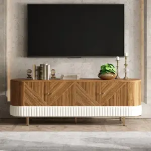 ⁦ClearVox TV unit, coffee table and side table set in natural wood⁩ - الصورة ⁦3⁩