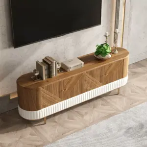 ⁦ClearVox TV unit, coffee table and side table set in natural wood⁩ - الصورة ⁦4⁩