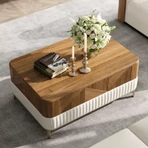 ⁦ClearVox TV unit, coffee table and side table set in natural wood⁩ - الصورة ⁦7⁩