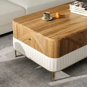 ⁦ClearVox TV unit, coffee table and side table set in natural wood⁩ - الصورة ⁦8⁩