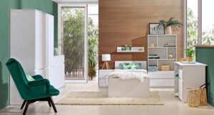 ⁦Kiva two-drawer bookcase, youthful style, made of natural wood⁩ - الصورة ⁦6⁩