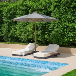 ⁦Lorigin Outdoor Wooden Recliner Chair with Side Table⁩ - الصورة ⁦4⁩