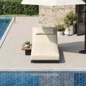 ⁦Lorigin Outdoor Wooden Recliner Chair with Side Table⁩ - الصورة ⁦5⁩