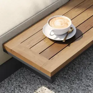 ⁦Lorigin Outdoor Wooden Recliner Chair with Side Table⁩ - الصورة ⁦7⁩