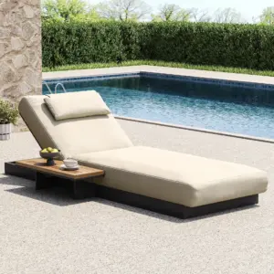 ⁦Lorigin Outdoor Wooden Recliner Chair with Side Table⁩ - الصورة ⁦8⁩