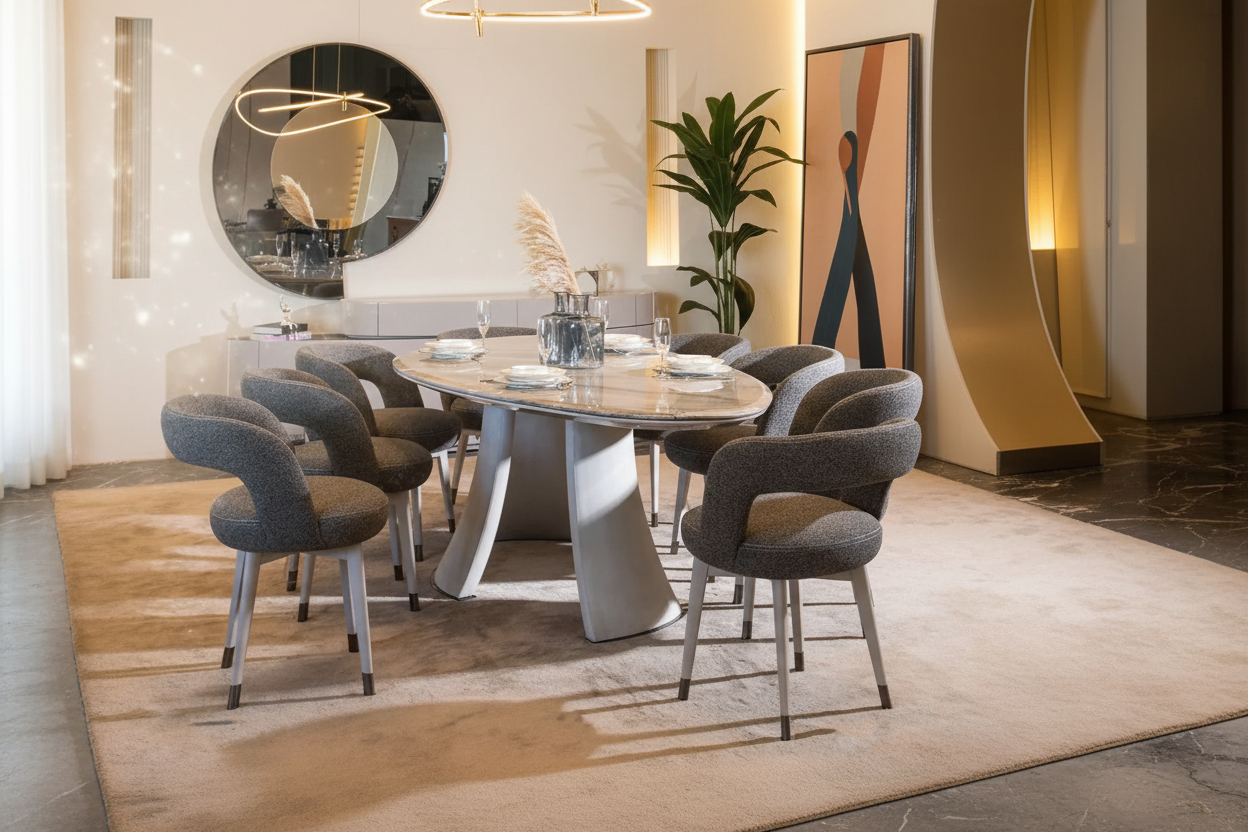 لونيـرا سفرة مودرن بيضاوية بتصميم أنيق