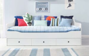 Levo Natural Wood Sofa Bed with 3 Storage Drawers