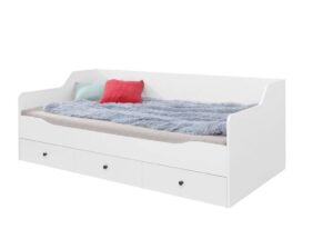 ⁦Levo Natural Wood Sofa Bed with 3 Storage Drawers⁩ - الصورة ⁦4⁩