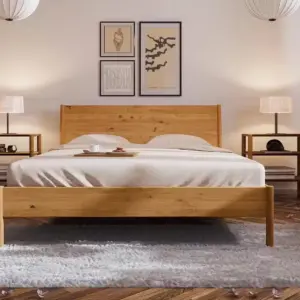 ليور هيكل سرير من الخشب الطبيعي بتفاصيل طبيعية