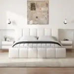 Lions modern bed, natural wood