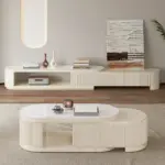 Levanto TV Unit and Coffee Table Set with Extendable Marble Alternative Surface