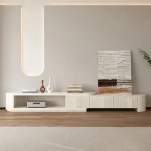⁦Levanto TV Unit and Coffee Table Set with Extendable Marble Alternative Surface⁩ - الصورة ⁦6⁩