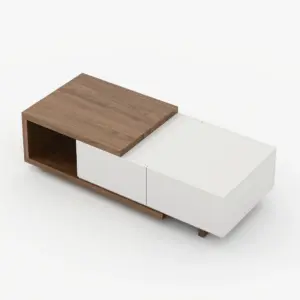 ⁦Marcel Extendable Natural Wood TV Stand and Coffee Table Set⁩ - الصورة ⁦12⁩