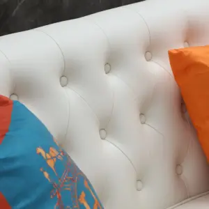 ⁦Marceline sofa and chair set with pouf in elegant natural wood touches⁩ - الصورة ⁦6⁩