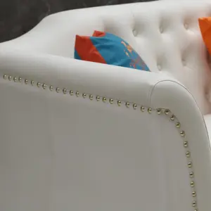 ⁦Marceline sofa and chair set with pouf in elegant natural wood touches⁩ - الصورة ⁦7⁩