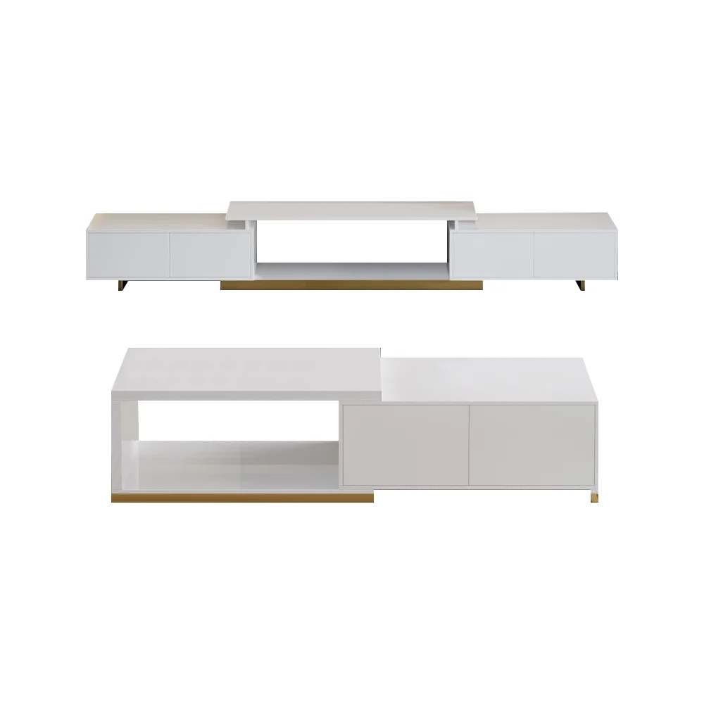 مجموعة أردينا لغرفة المعيشة طقم طاولة قهوه ووحدة تلفاز من الخشب الطبيعي - الصورة 3