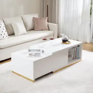 ⁦Ardina Living Room Collection: Coffee Table and TV Unit Set in Natural Wood⁩ - الصورة ⁦8⁩