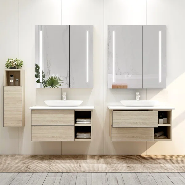 إليزيه مرآة مضيئة مع مساحة تخزين - الصورة 5