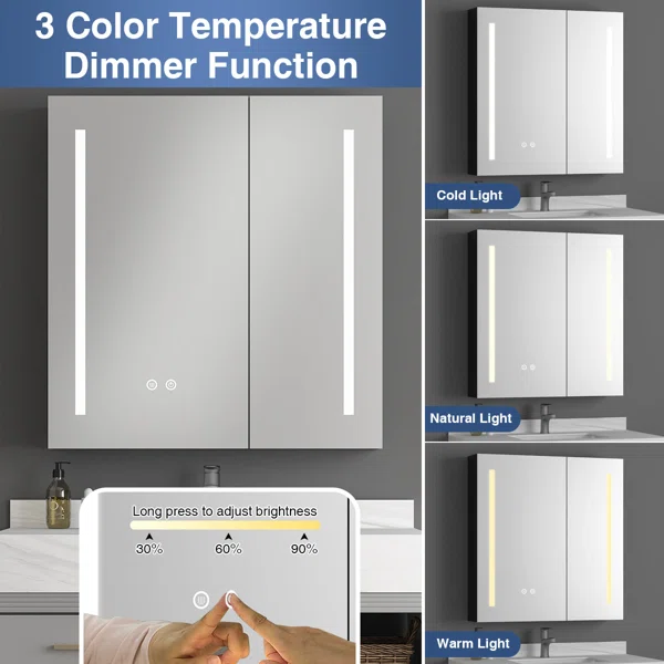 إليزيه مرآة مضيئة مع مساحة تخزين - الصورة 7