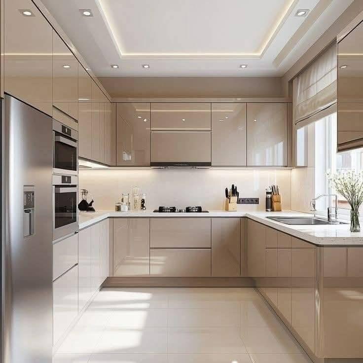 مطبخ مودرن خشب خامات متعددة