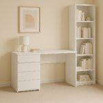 Aero study desk with drawers and natural wood doors