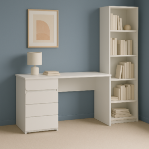 ⁦Aero study desk with drawers and natural wood doors⁩ - الصورة ⁦4⁩