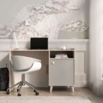 Grivo natural wood study desk with storage space