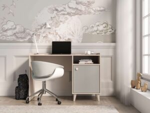 Grivo natural wood study desk with storage space