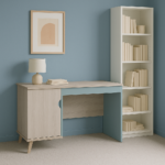 Sian study desk, natural wood, with storage