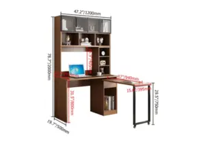 ⁦Levini desk with natural wood bookshelf⁩ - الصورة ⁦7⁩