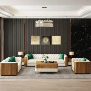 مونتكلير طقم جلوس فاخر مع لمسات من الخشب الطبيعي