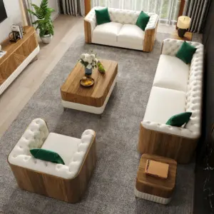 ⁦Montclair Luxury Living Room Set with Natural Wood Accents⁩ - الصورة ⁦12⁩