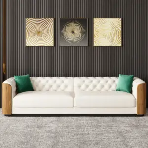 ⁦Montclair Luxury Living Room Set with Natural Wood Accents⁩ - الصورة ⁦2⁩