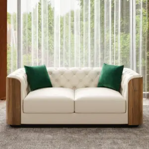 ⁦Montclair Luxury Living Room Set with Natural Wood Accents⁩ - الصورة ⁦8⁩