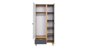 ⁦Milo youth wardrobe with two doors and a natural wood drawer⁩ - الصورة ⁦5⁩