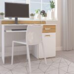 Melora Natural Wood Desk with Drawer and Modern Storage Unit