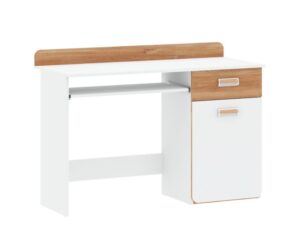 ⁦Melora Natural Wood Desk with Drawer and Modern Storage Unit⁩ - الصورة ⁦3⁩