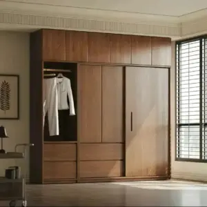 نوريتو خزانة ملابس خشبية سحاب بارتفاع كبير