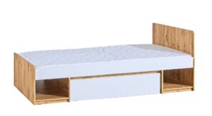 ⁦Nova single bed, natural wood, with storage unit and drawer underneath.⁩ - الصورة ⁦3⁩