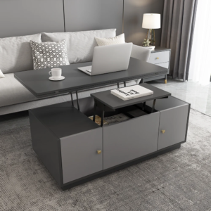 ⁦Nerio Modern Design Extendable Natural Wood TV Unit Set with Multifunctional Coffee Table⁩ - الصورة ⁦9⁩