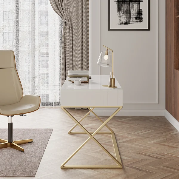 هينس مكتب أبيض خشب طبيعي - الصورة 3