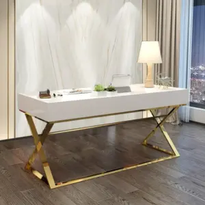 ⁦Hanes White Natural Wood Desk⁩ - الصورة ⁦4⁩