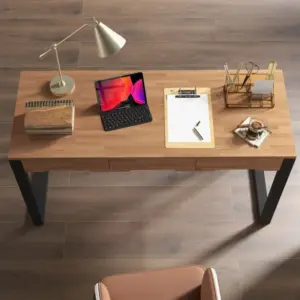 ⁦Jivan natural wood desk with metal⁩ - الصورة ⁦4⁩
