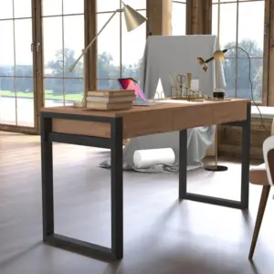 ⁦Jivan natural wood desk with metal⁩ - الصورة ⁦5⁩