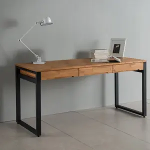 ⁦Jivan natural wood desk with metal⁩ - الصورة ⁦6⁩